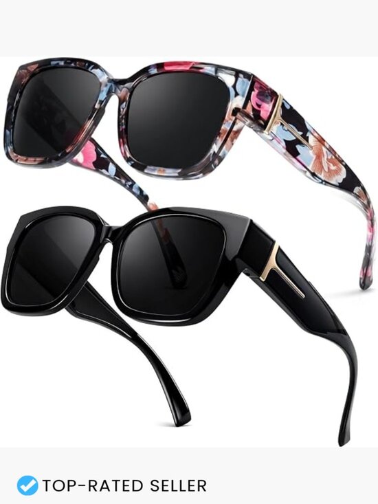 2 Pack Polarized Fit Over Square Oversized Sunglasses UV Protection main image 7